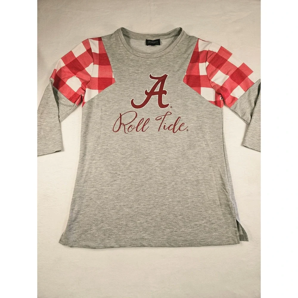 Gameday Couture Alabama Crimson Tide Roll Tide Plaid 3/4 Sleeve Tunic Top Small - Picture 1 of 10